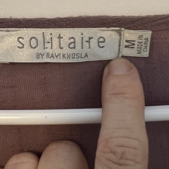 Solitaire Women Top Tunic Embroidery Boho Blouse Medium Purple Tie Flare Sleeve - Picture 3 of 11